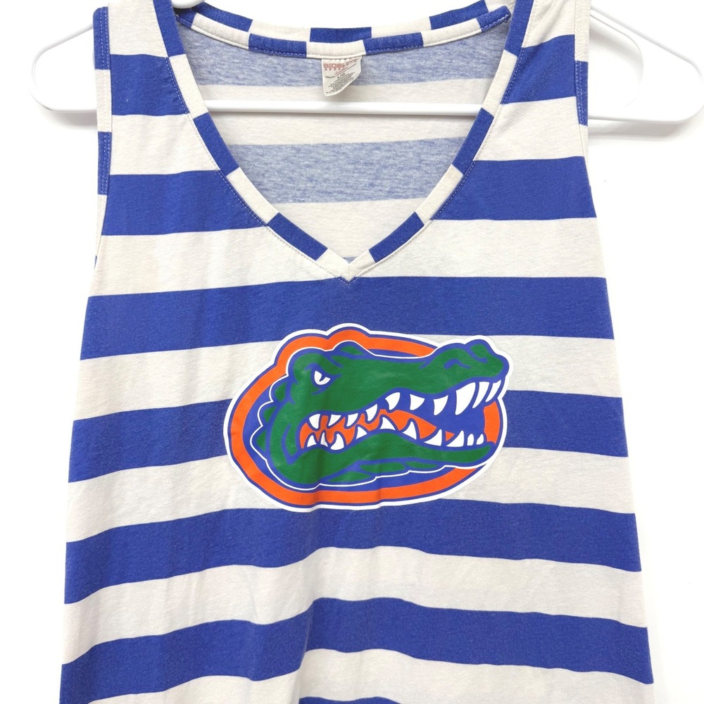 Sideline Apparel Florida Gators Striped Racerback Tank‎ Top Womens Large Blue